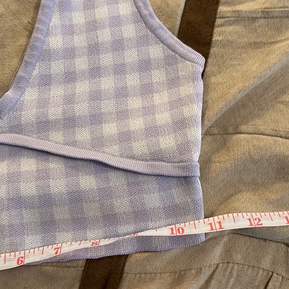 Zara S lavender lilac  gingham plaid crop - Picture 4 of 8